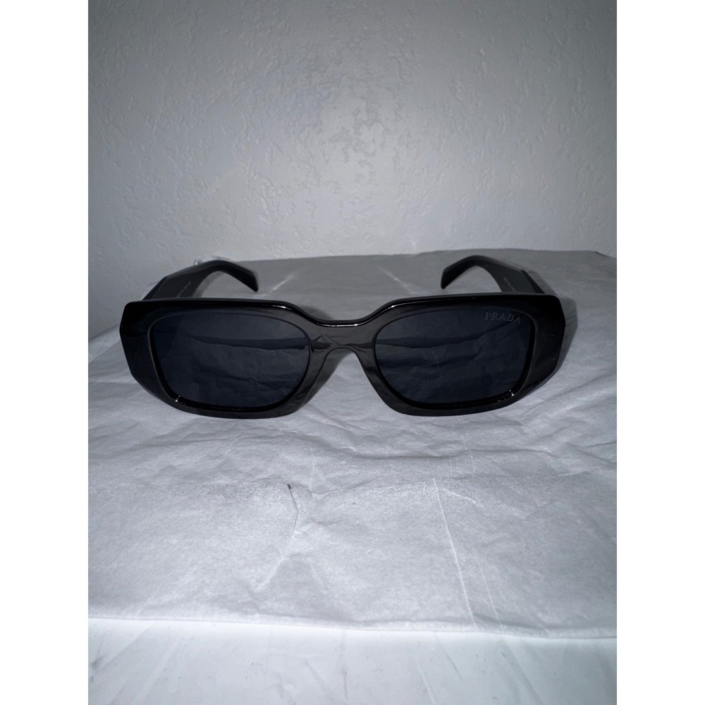 Prada Symbole SPR17W Black Geometric Rectangular Sunglasses Women Milano Logo